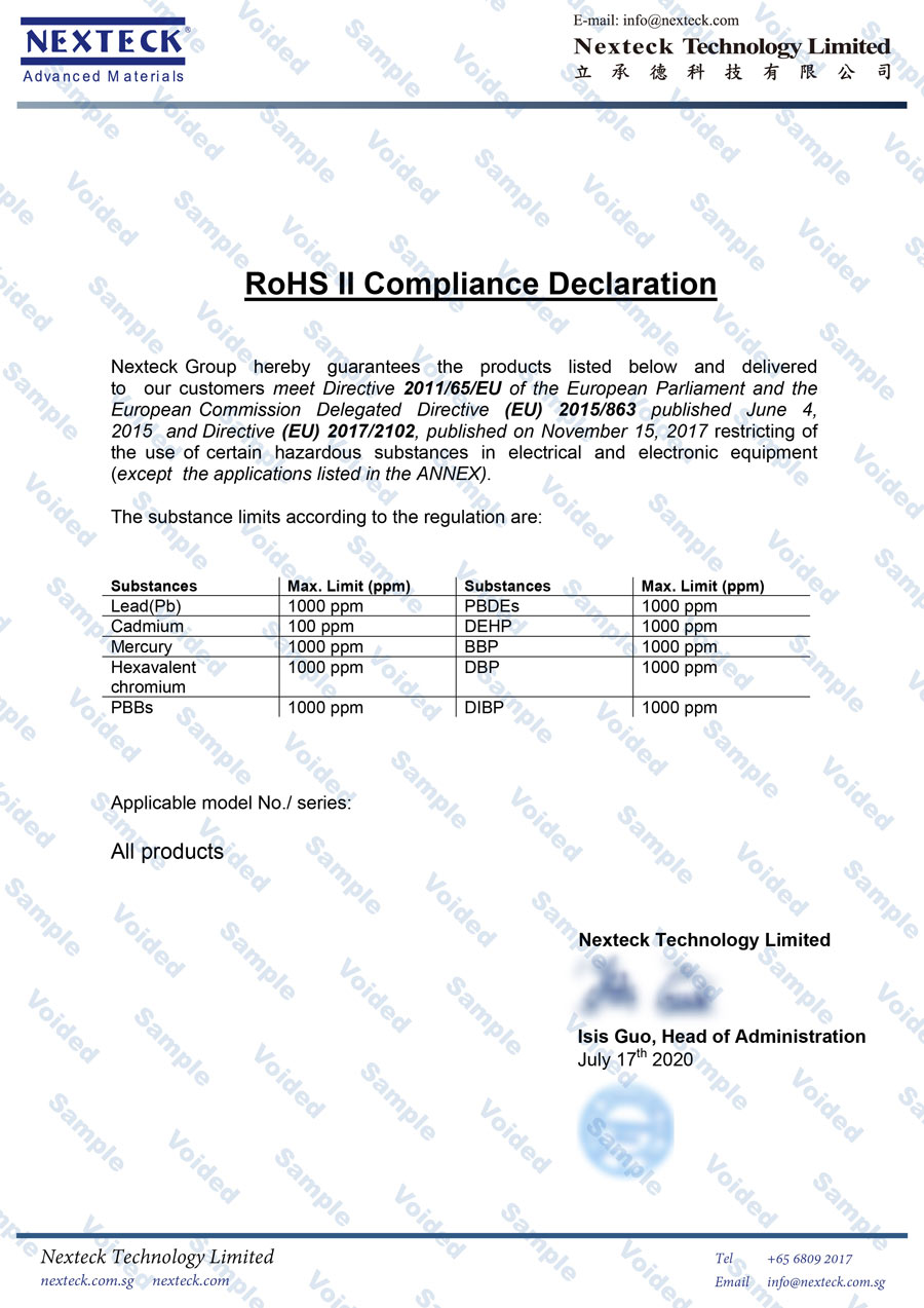 ROHS ll Compliance Declaration